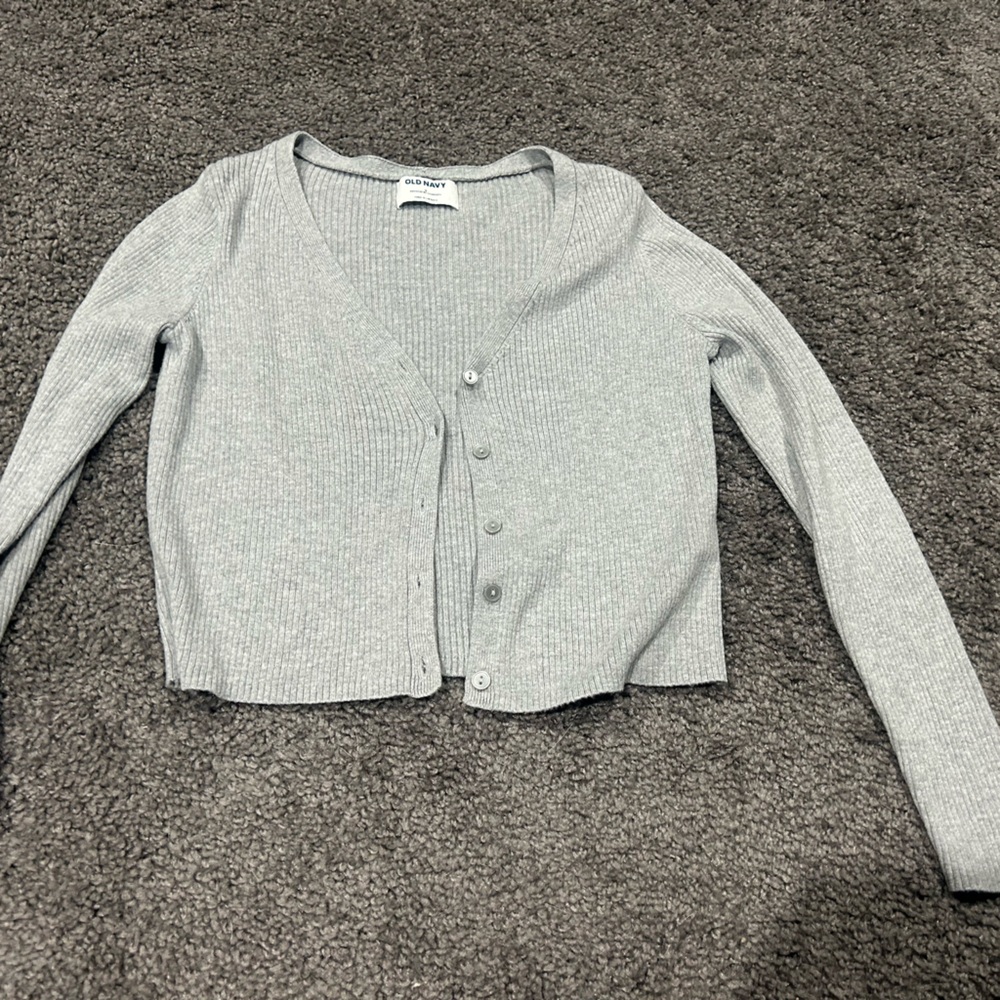 Old Navy Light Gray Women's Ribbed Cardigan